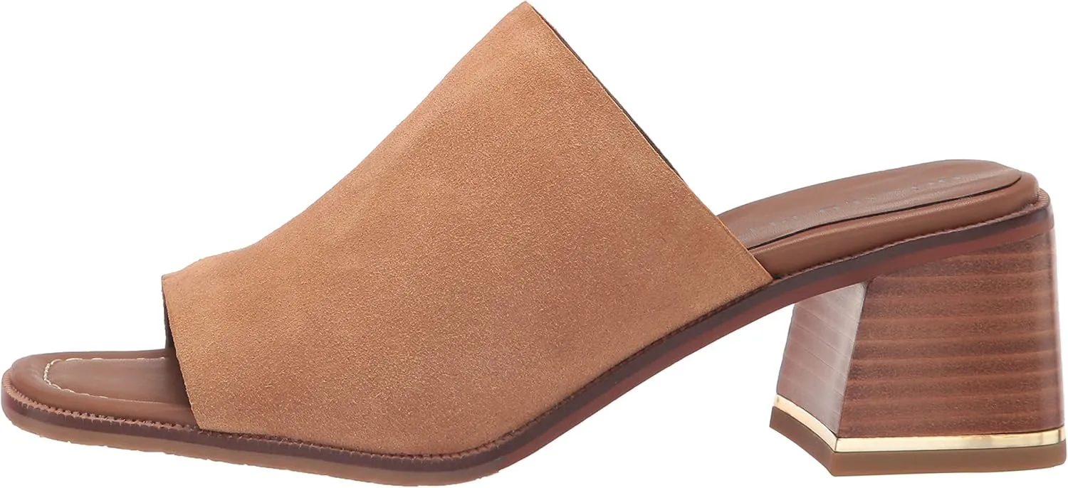 Donald J Pliner Women's Haze Textured Stretch Fabric Mule Heeled, Slide, Comfortable, Leather, Chunky Sandals