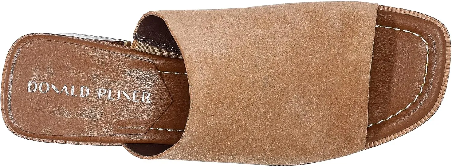 Donald J Pliner Women's Haze Textured Stretch Fabric Mule Heeled, Slide, Comfortable, Leather, Chunky Sandals