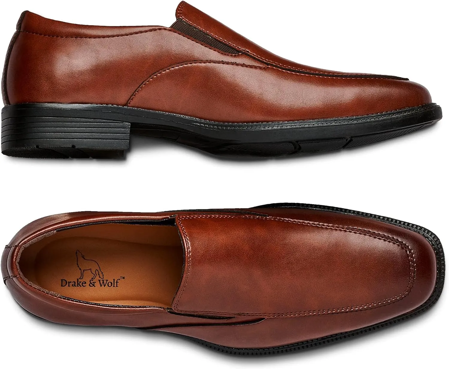 Drake & Wolf Mens Loafers Shoes - Mens Dress Shoes - Classic Manmade Microfiber Leather Loafers for Men Casual Dress Shoes - Comfortable Slip On Dress Shoes for Men - Formal Shoes