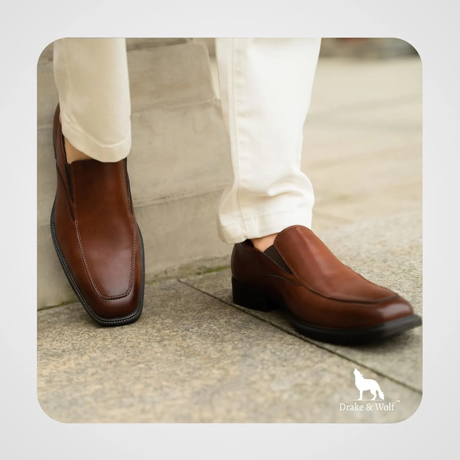 Drake & Wolf Mens Loafers Shoes - Mens Dress Shoes - Classic Manmade Microfiber Leather Loafers for Men Casual Dress Shoes - Comfortable Slip On Dress Shoes for Men - Formal Shoes