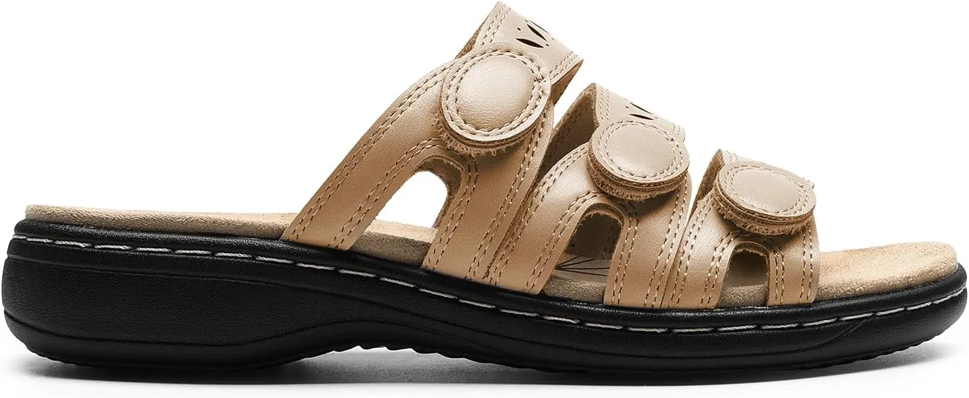 DREAM PAIRS Women's Slide Sandals Comfortable Arch Support Casual Walking Sandals Adjustable Straps Slip On Low Wedge Flat Sandals