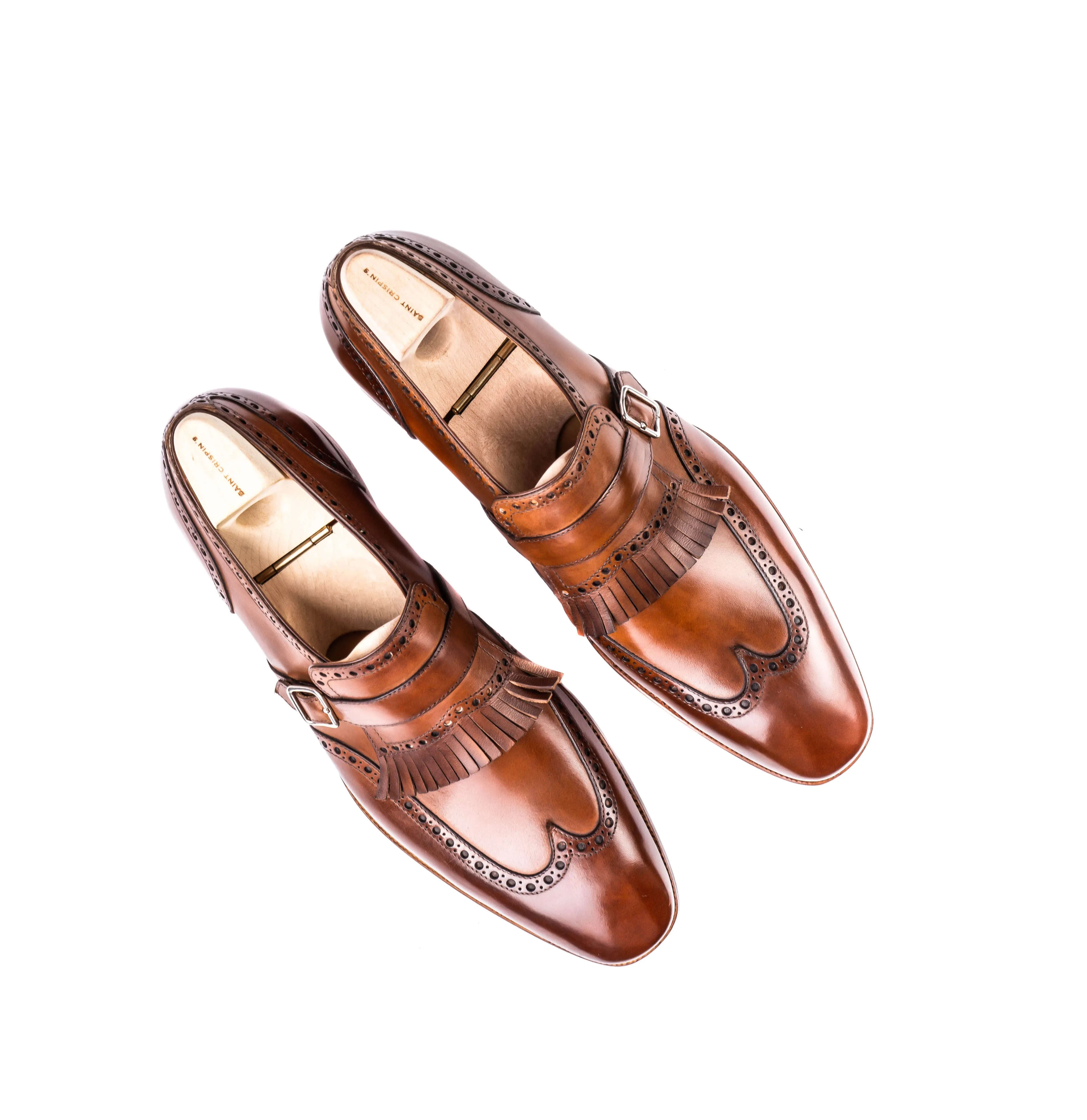 Dress loafer with fringy strap and buckle