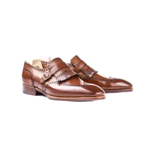 Dress loafer with fringy strap and buckle