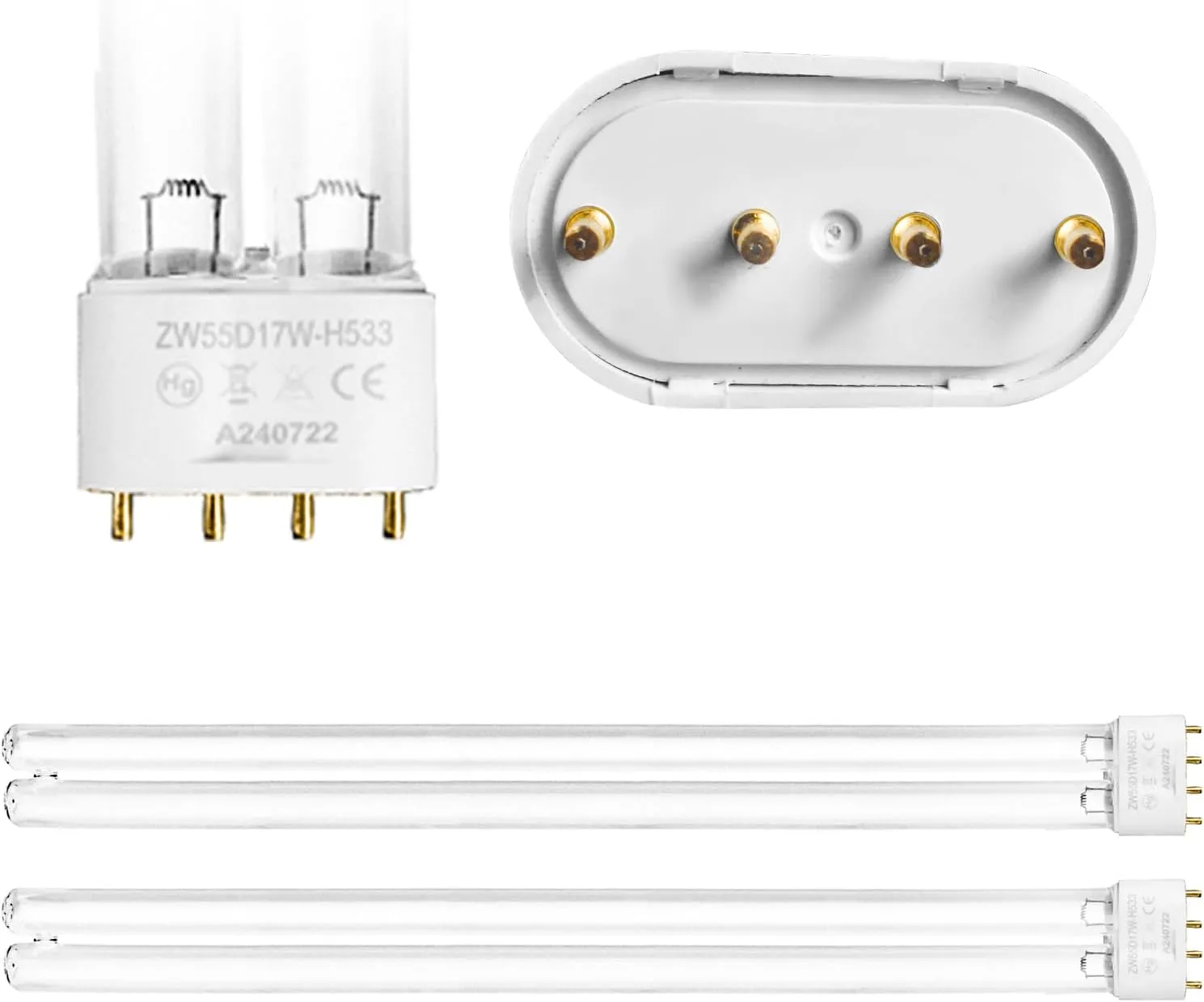 Earthtec 2Pcs 55 Watts Light Bulb Lamp Replacement 2G11 Base-4 Pin Fits for Aqua Medic Helix Max 55, Jebo, Oase Bitron 55 Clarifier, Bitron 110 Clarifier, Jebao pu55, cw55, SUNSUN 55W