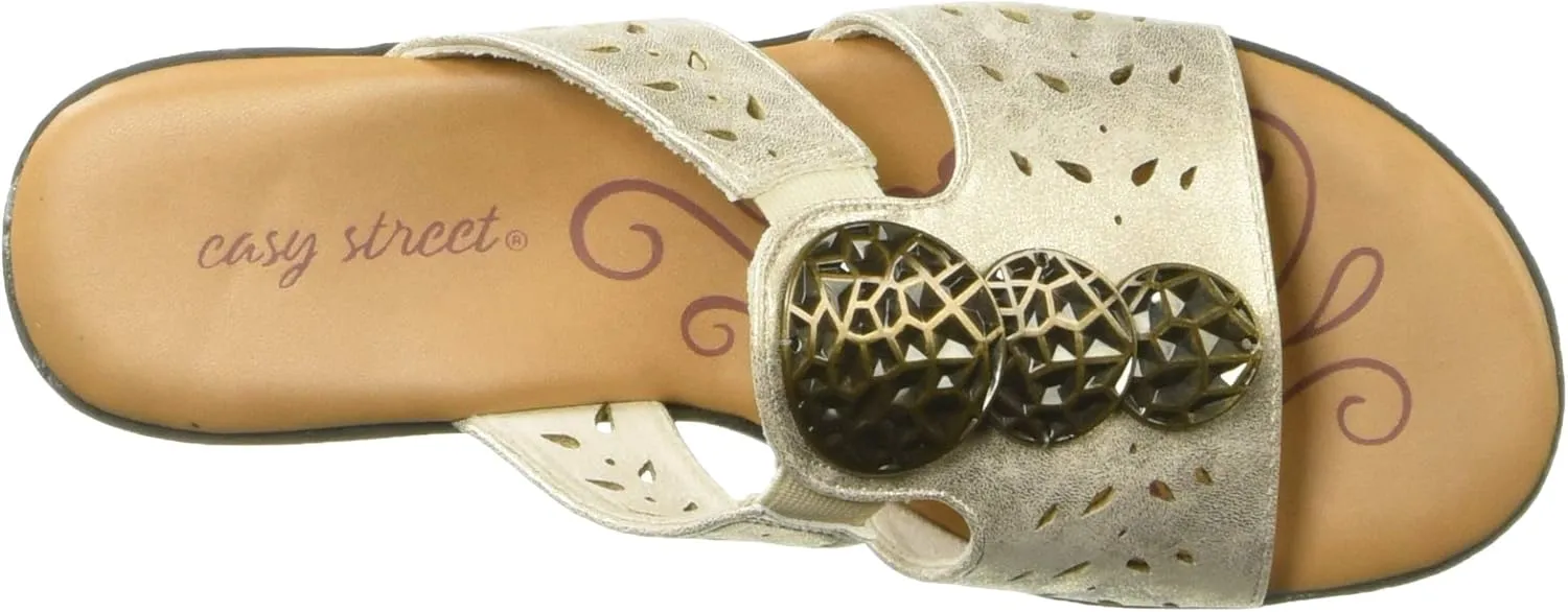 Easy Street Women's June Sandal with Ornament and Cutouts Slide