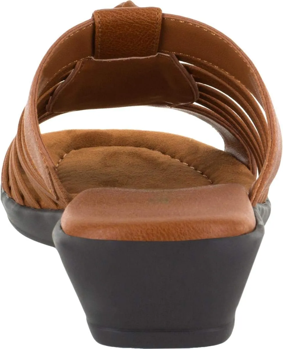 Easy Street Womens Nola Faux Leather Slip On Slide Sandals