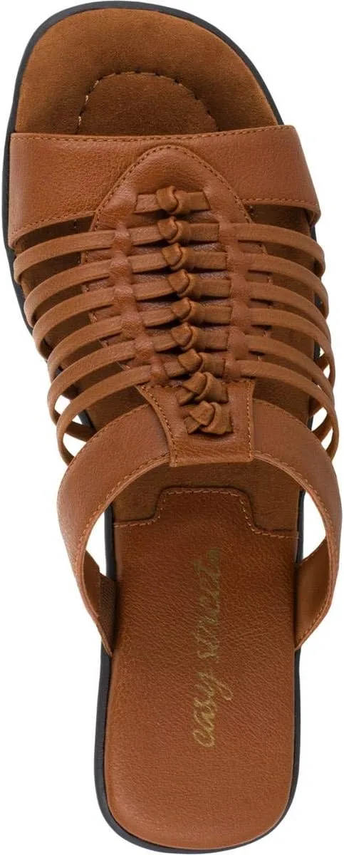 Easy Street Womens Nola Faux Leather Slip On Slide Sandals