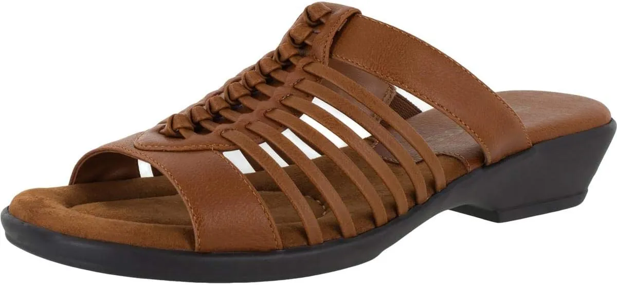 Easy Street Womens Nola Faux Leather Slip On Slide Sandals
