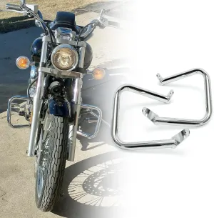 ECOTRIC Engine Guard Highway Crash Bar Compatible with 1997-2016 Yamaha V-Star Dragstar 400 650 XVS650 Classic & Custom Chrome