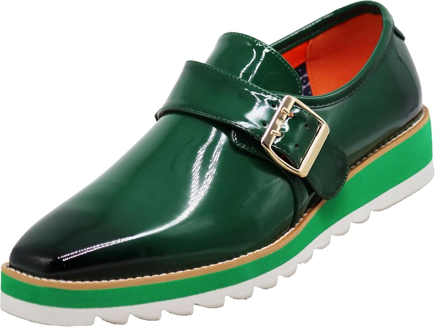 Enzo Romeo FREL Men's Patent Monk Strap Buckle Slip On Loafer Dress Shoes
