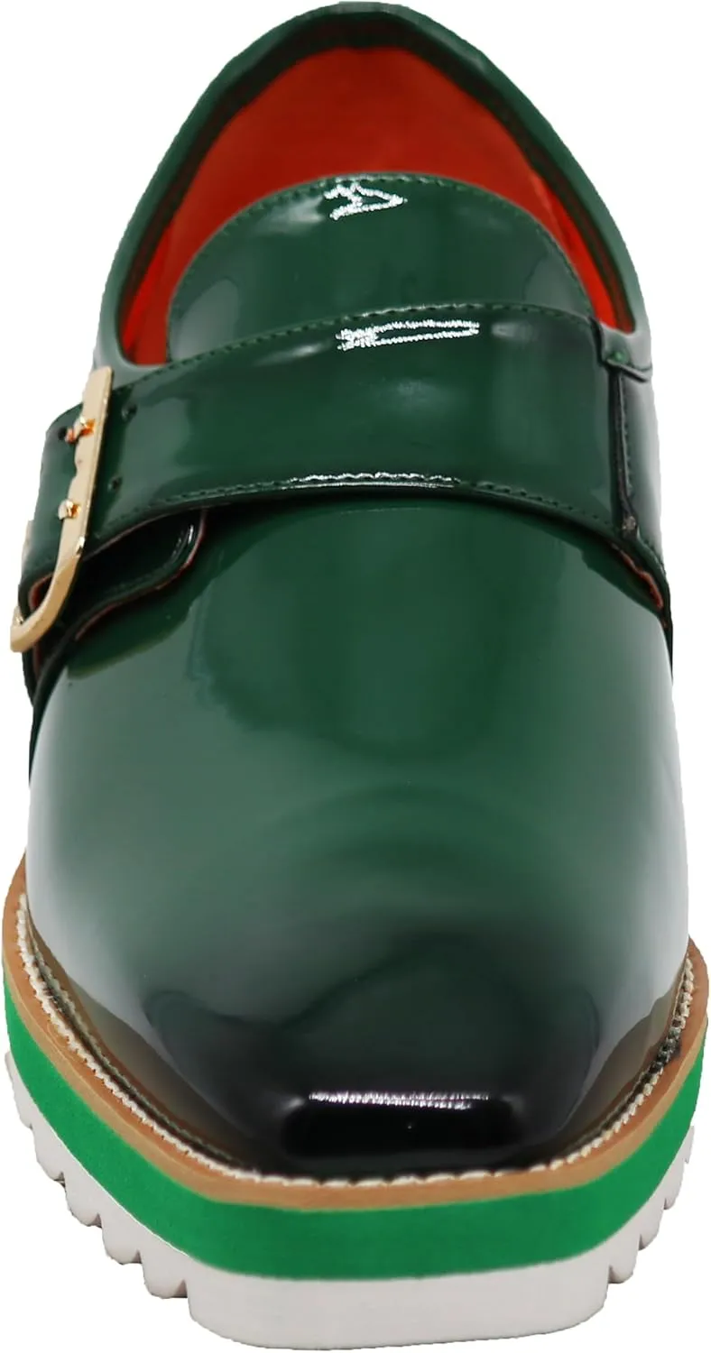 Enzo Romeo FREL Men's Patent Monk Strap Buckle Slip On Loafer Dress Shoes