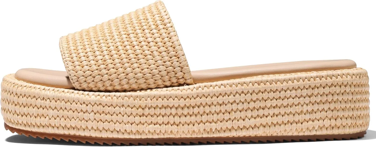 Erocalli Platform Sandals Women Cute Wedge Espadrilles Slip on Summer Beach Raffia Vacation Sandal Comfortable Open Toe Dressy Shoes