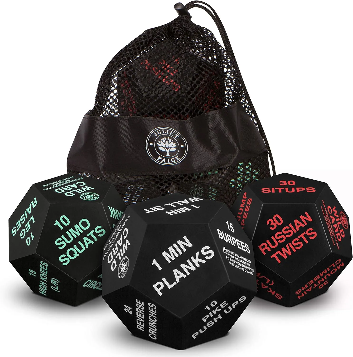 Exercise Dice for Home Fitness, Workouts, WOD, Cardio, HIIT, and Sports