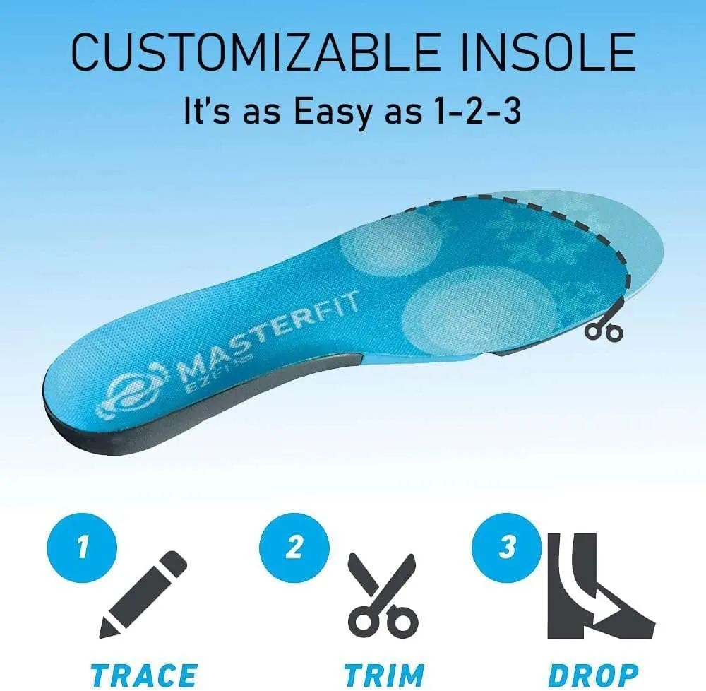EZFit QF Ski & Snowboard Boot Insoles - Pain Relief Inserts for Men & Women with Regular & High Arch Support Boot Insoles for Better Control, Reduced Fatigue & Heel Support - Low/X-Small