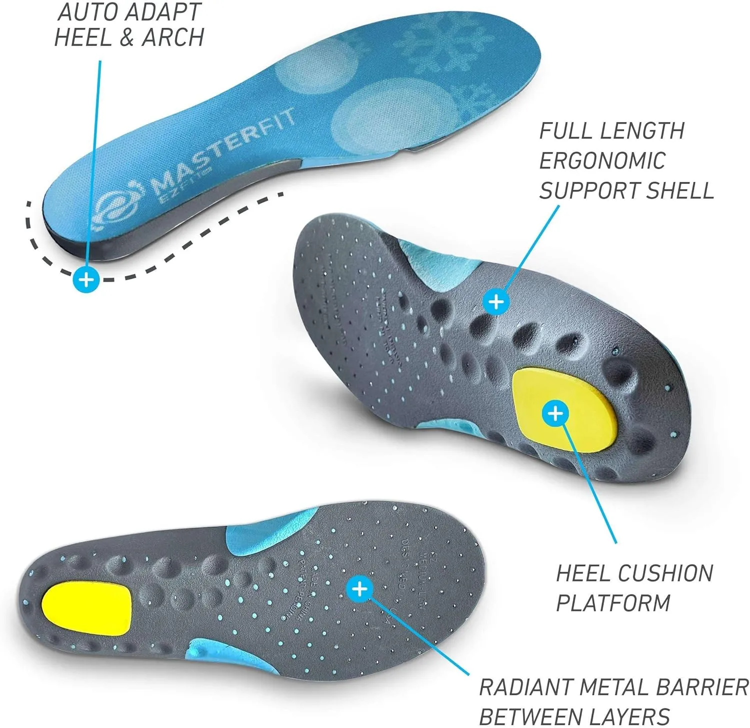 EZFit QF Ski & Snowboard Boot Insoles - Pain Relief Inserts for Men & Women with Regular & High Arch Support Boot Insoles for Better Control, Reduced Fatigue & Heel Support - Low/X-Small