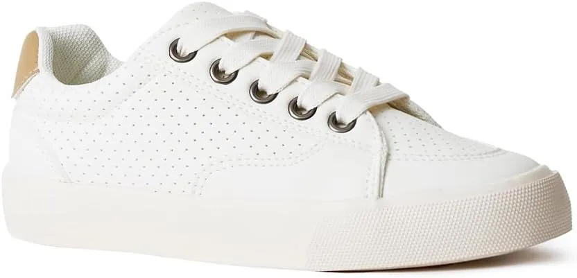 FabKids Kids Sneakers Boys Girls White Shoes Low Top Lace Up Footwear for Toddler Little Kid Big Kid