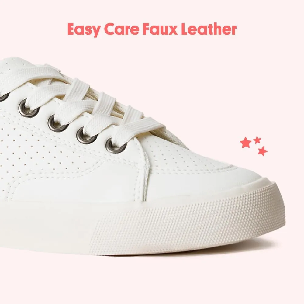 FabKids Kids Sneakers Boys Girls White Shoes Low Top Lace Up Footwear for Toddler Little Kid Big Kid
