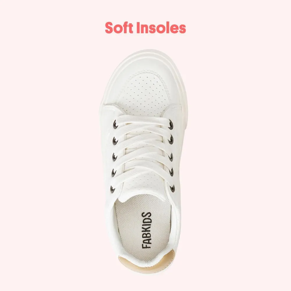 FabKids Kids Sneakers Boys Girls White Shoes Low Top Lace Up Footwear for Toddler Little Kid Big Kid