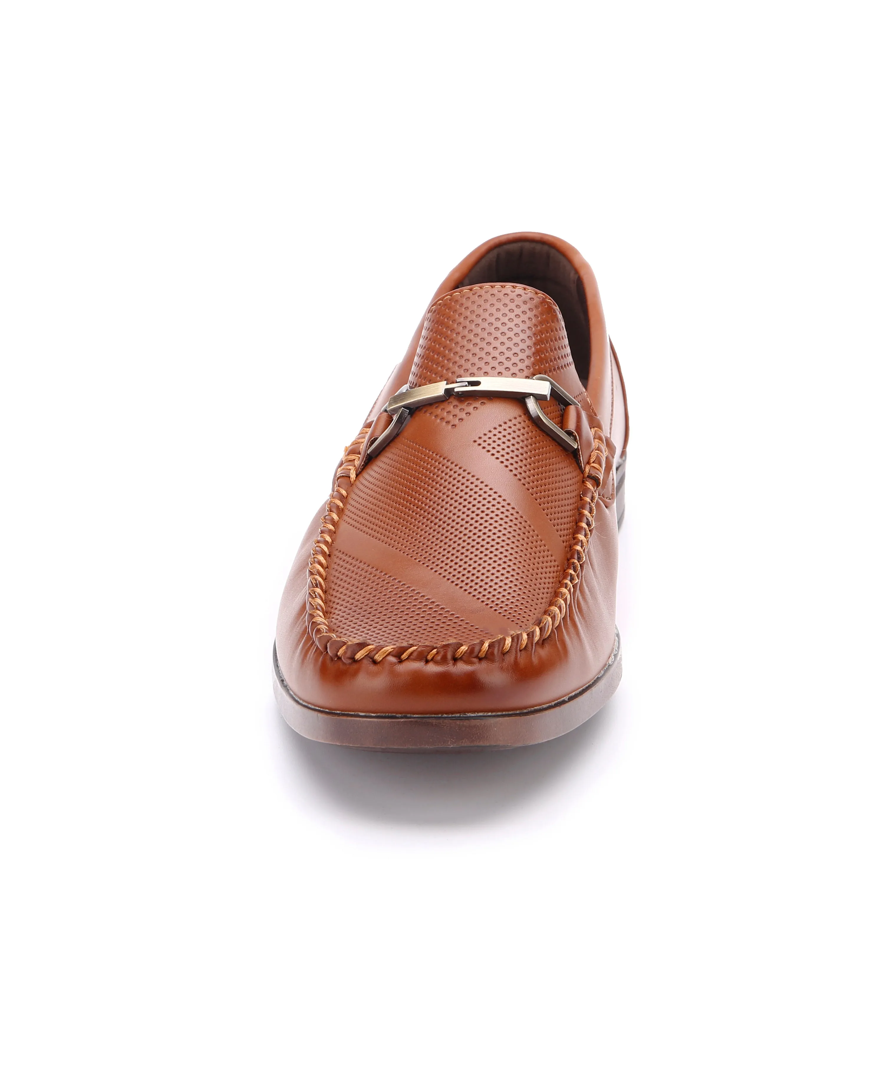 Faux Leather Moc Loafers - Tan