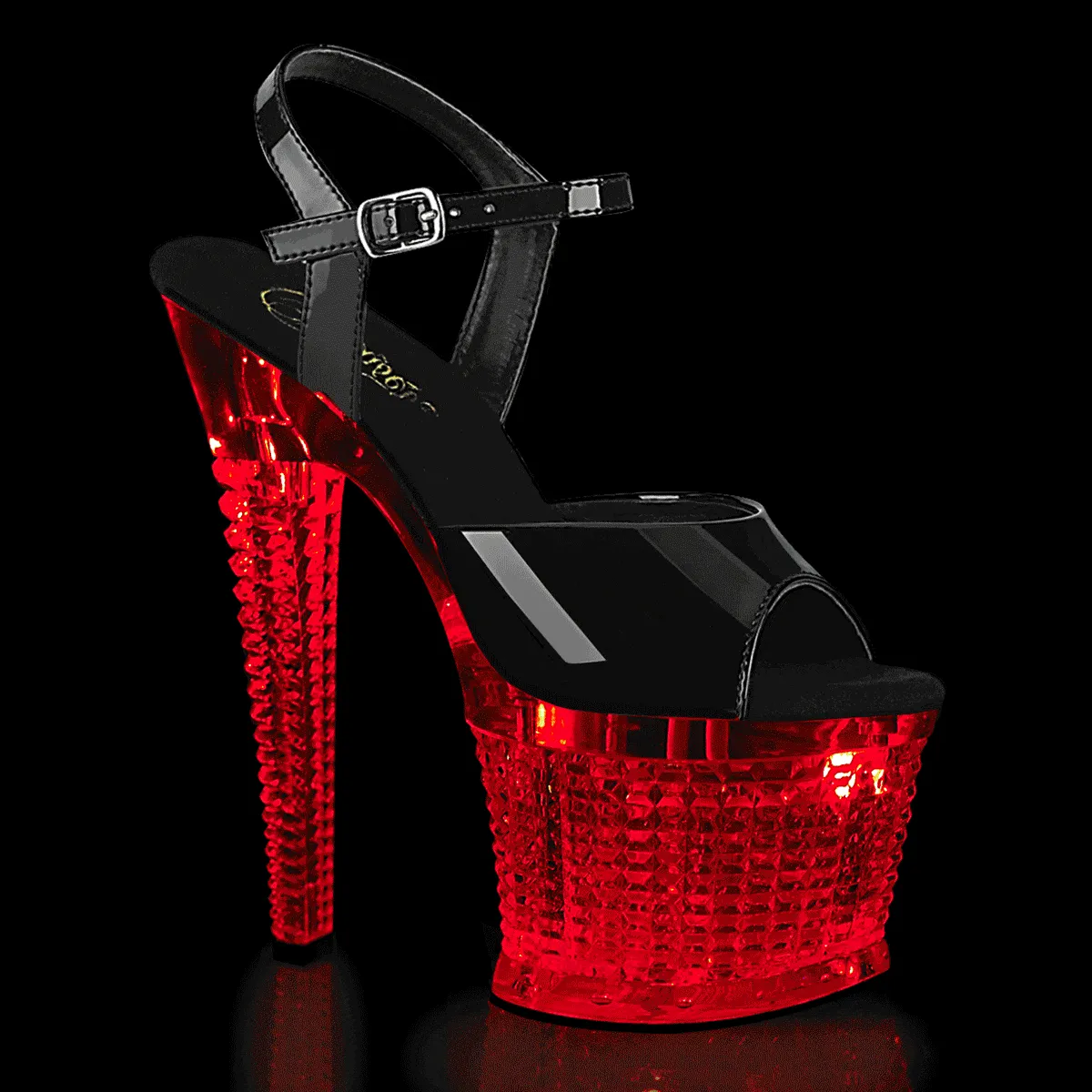FLASHDANCE-709SPEC Black/Clear Light-Up Platform Heels