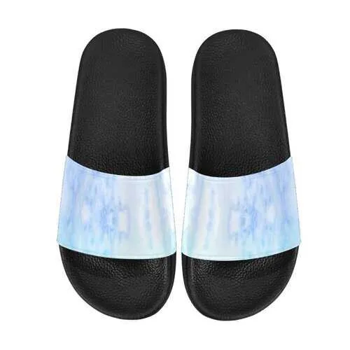 Flip-Flop Sandals, Blue Watercolor Style Women's Slides