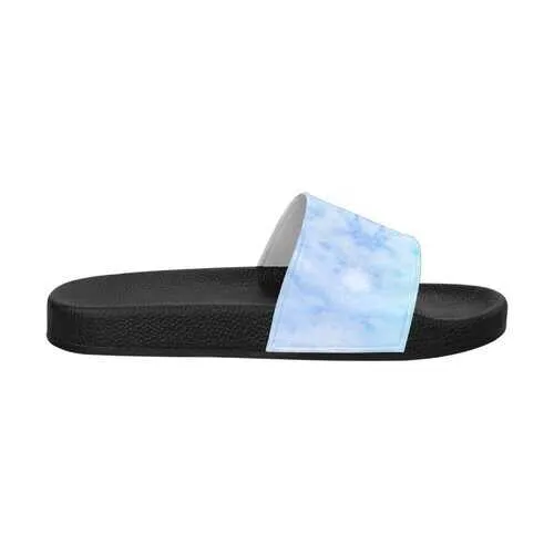 Flip-Flop Sandals, Blue Watercolor Style Women's Slides