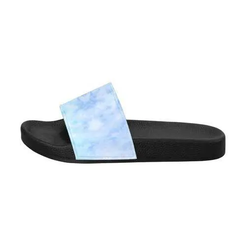Flip-Flop Sandals, Blue Watercolor Style Women's Slides