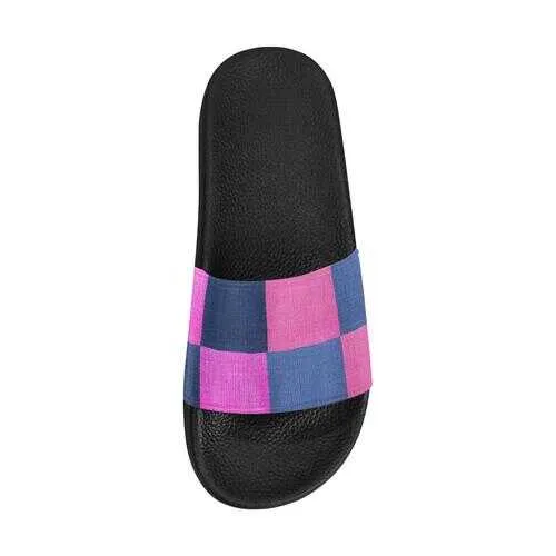 Flip-Flop Sandals, Pink & Blue Square Style Women's Slides