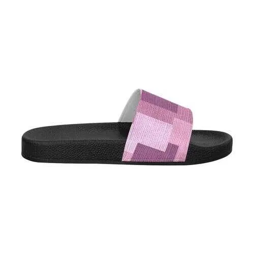 Flip-Flop Sandals, Pink Grid Style Women's Slides