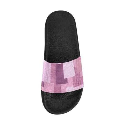 Flip-Flop Sandals, Pink Grid Style Women's Slides