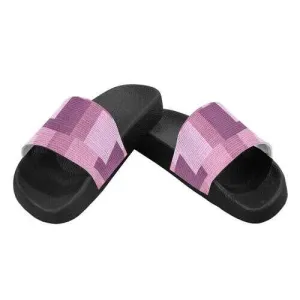 Flip-Flop Sandals, Pink Grid Style Women's Slides