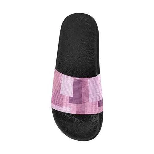 Flip-Flop Sandals, Pink Grid Style Women's Slides