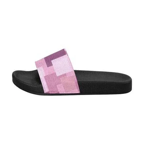 Flip-Flop Sandals, Pink Grid Style Women's Slides