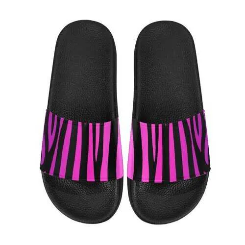 Flip-Flop Sandals, Purple and Black Zebra Style Women's Slides