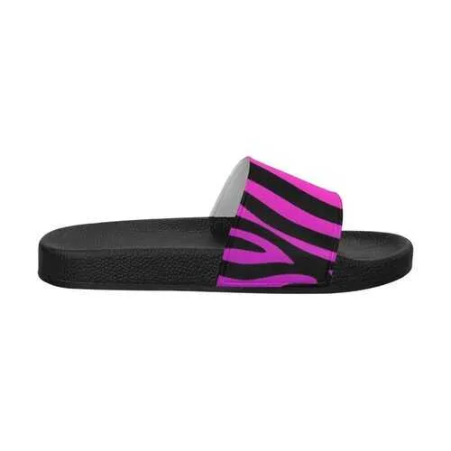Flip-Flop Sandals, Purple and Black Zebra Style Women's Slides