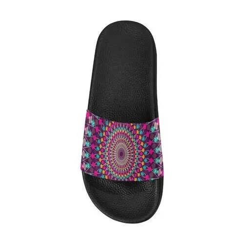 Flip-Flop Sandals, Purple Kaleidoscope Style Women's Slides