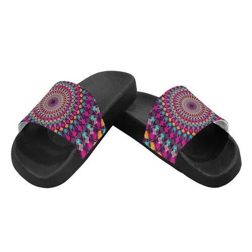 Flip-Flop Sandals, Purple Kaleidoscope Style Women's Slides