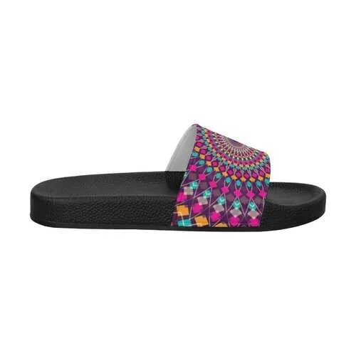 Flip-Flop Sandals, Purple Kaleidoscope Style Women's Slides
