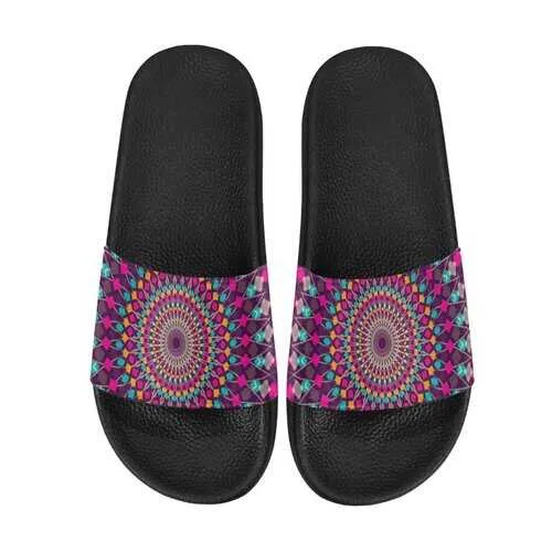 Flip-Flop Sandals, Purple Kaleidoscope Style Women's Slides