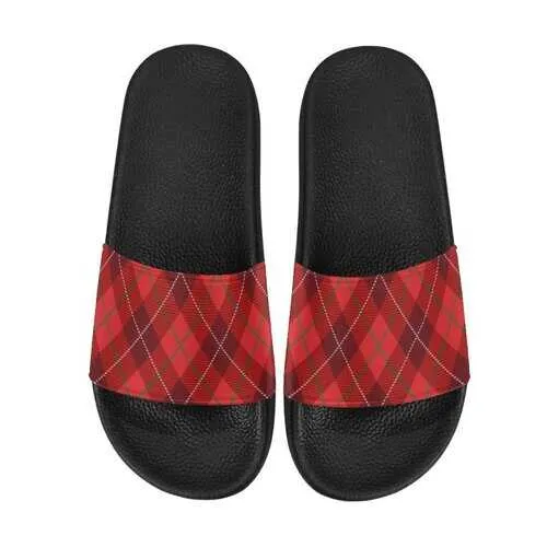 Flip-Flop Sandals, Women's Red Tartan Style Women's Slides