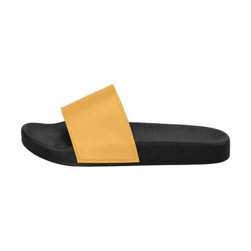 Flip-Flop Sandals, Yellow Multicolor Stripe Style Women's Slides