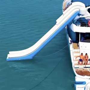 Floating Inflatable Water Slide Super Yacht Boat Slide Dock Entertainment Toys for Beach Parties, Swimming Pools