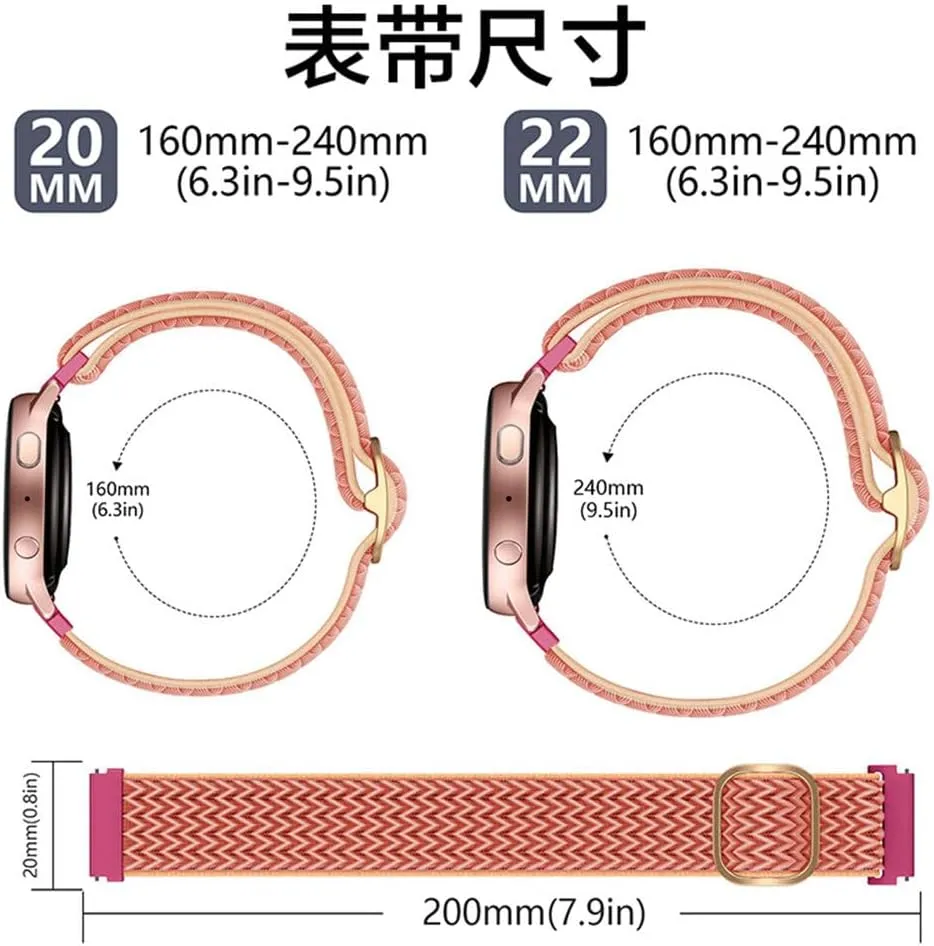 For Samsung watch strapFor Samsung nylon woven watch strap 20/22mm watch strap wave pattern watch strap viscose