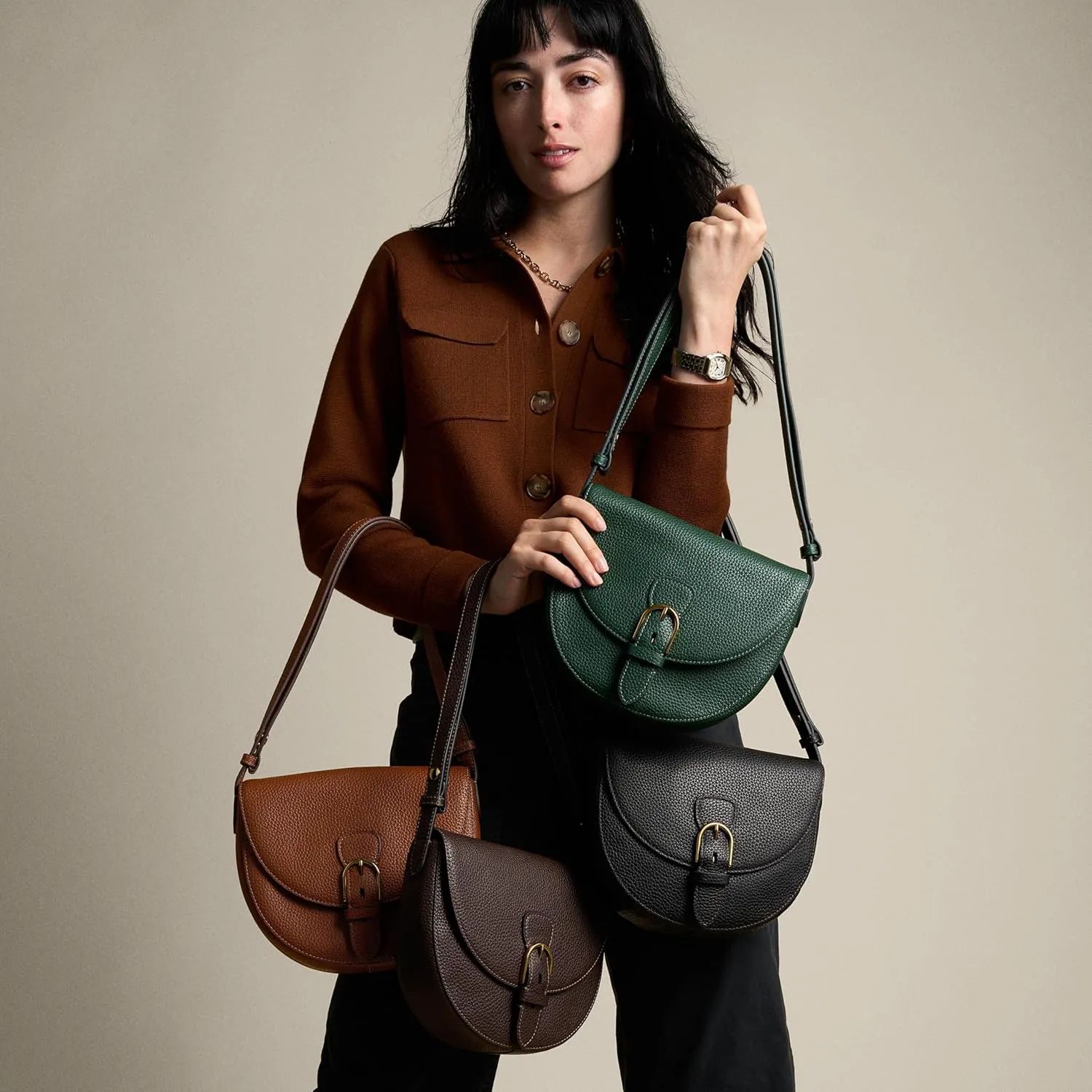 Fossil Women's Everleigh Leather Flap Crossbody Purse Handbag