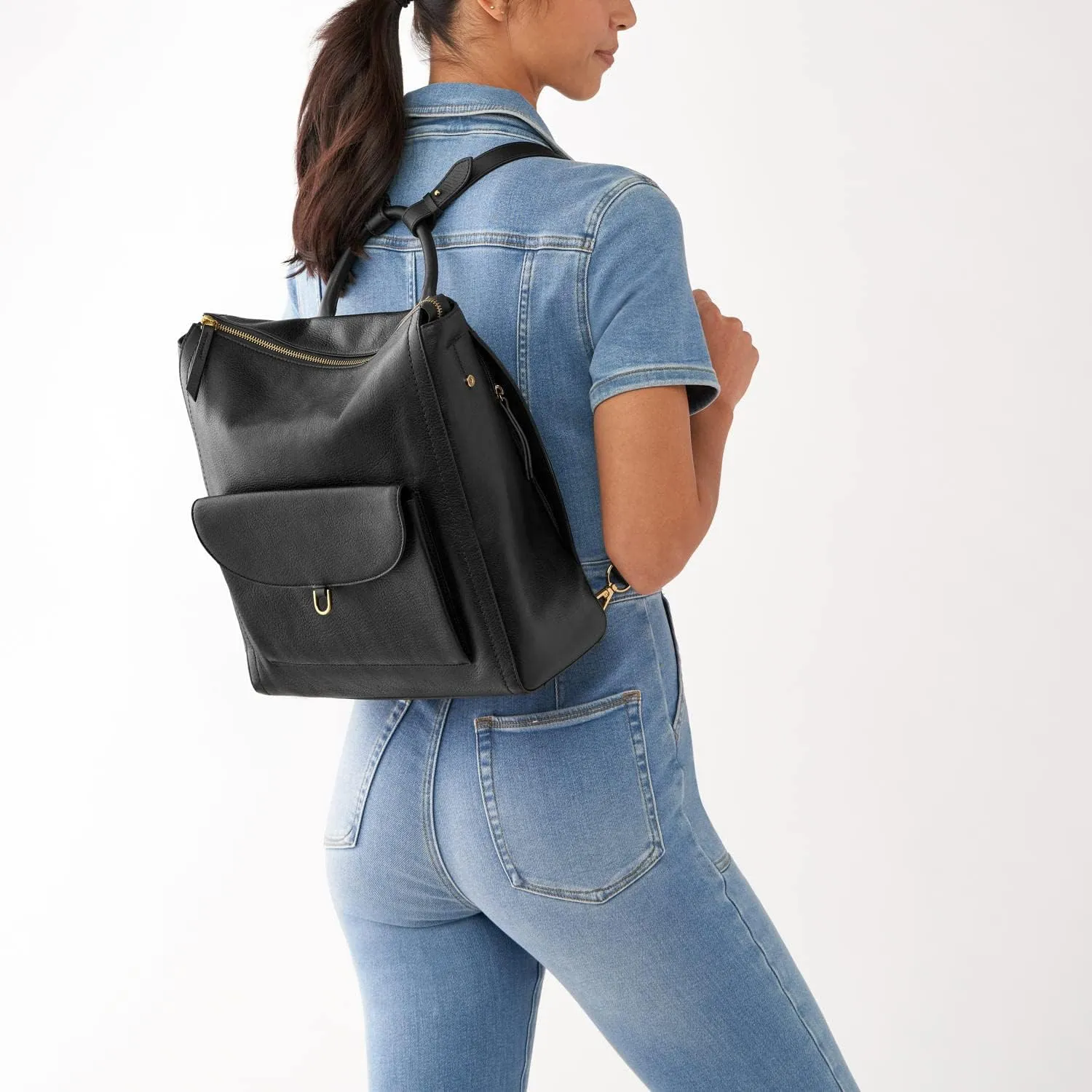 Fossil Women's Parker Leather Convertible Backpack Purse Handbag for Women