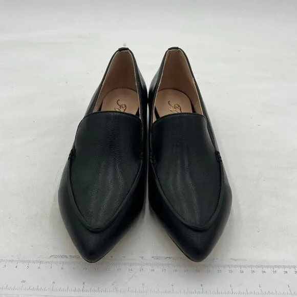 FOWT Black Slip On Block Heel Pointed Toe Loafer Comfort Driving Office Loafer