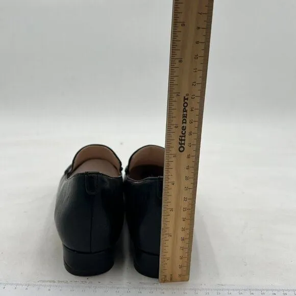 FOWT Black Slip On Block Heel Pointed Toe Loafer Comfort Driving Office Loafer