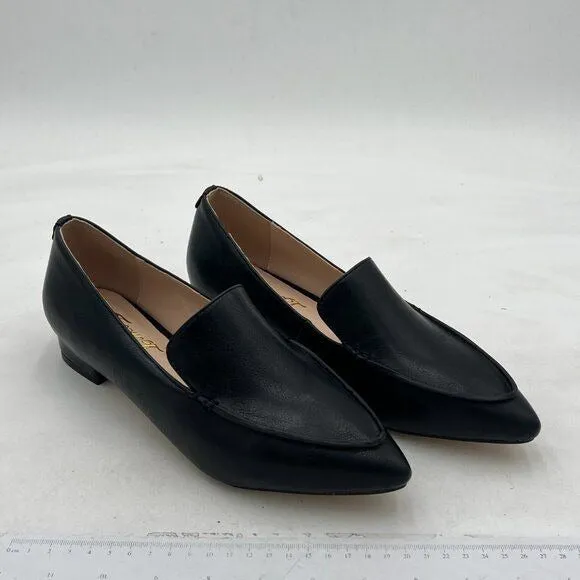 FOWT Black Slip On Block Heel Pointed Toe Loafer Comfort Driving Office Loafer