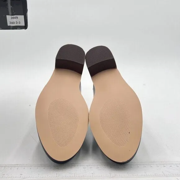 FOWT Blue Closed Toe Mules Slip On Retro Loafer Low Chunky Thick Heel Slippers