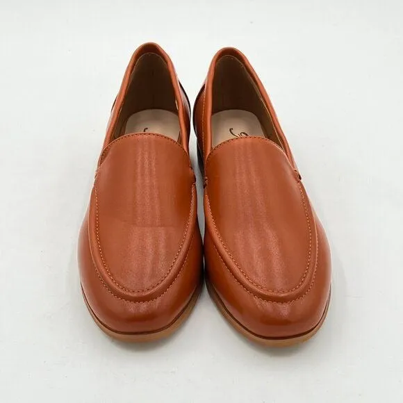FOWT Coffe Wide Width Loafer Shoes Slip On High Block Stripped Heel Flats Poin